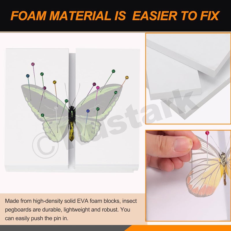 Rustark 15Pcs Making Insect Specimen Tools Kit Insect Pinning Kit with Insect Pins Wings Pressing Paper Insect Pinning Board Insect Display Case Entomology Supplies for Bugs Collection Science - Image 5
